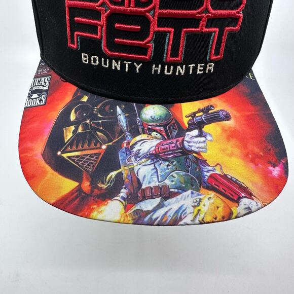Boba Fett Brim Snapback Hat Bounty Hunter Graphics Star Wars Black/Red One Size - Picture 3 of 10